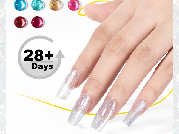 Holographic Glitter Shimmer Translucent Jelly Color Magnetic Silver Nail Polish for Nail Art Manicure Salon DIY at Home
